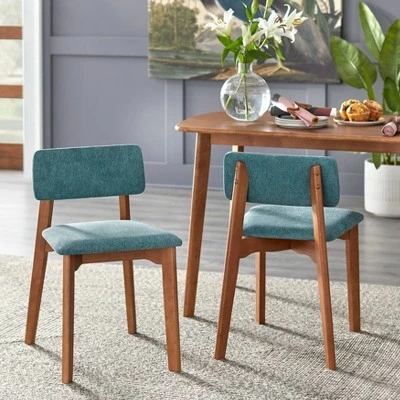 4pc Nettie Mid-Century Modern Dining Set With Bench Walnut/Teal - Buylateral 3 4pc Nettie Mid-Century Modern Dining Set With Bench Walnut/Teal - Buylateral - Image 3