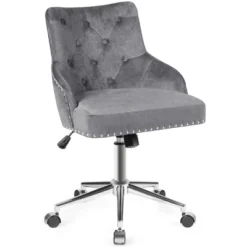 Tangkula Velvet Desk Chair Upholstered 360°Swivel Height Adjustable Rolling Office Chair For Office Bedroom Living Room 18 Tangkula Velvet Desk Chair Upholstered 360°Swivel Height Adjustable Rolling Office Chair For Office Bedroom Living Room -Cozy Living Sales Store GUEST 7e9629cf d986 48e5 8dd8 8904994c4108