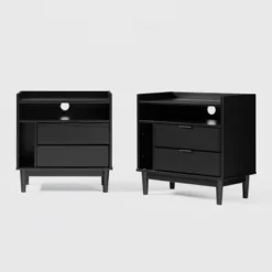 2pk Mid-Century Modern Solid Wood 2 Drawer Storage Nightstands - Saracina Home 15 2pk Mid-Century Modern Solid Wood 2 Drawer Storage Nightstands - Saracina Home -Cozy Living Sales Store GUEST 7ec02fdf f38c 4ef2 8a65 1390845091ae