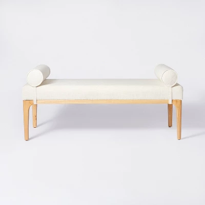 Randolph Bench With Bolster Pillows Linen - Threshold™ Designed With Studio McGee 2 Randolph Bench With Bolster Pillows Linen - Threshold™ Designed With Studio McGee - Image 2