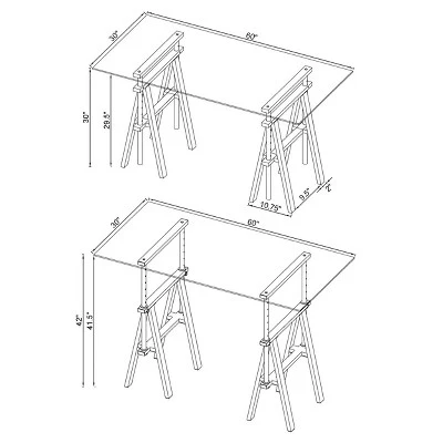 Statham Glass Top Adjustable Sawhorse Standing Desk Chrome - Coaster 6 Statham Glass Top Adjustable Sawhorse Standing Desk Chrome - Coaster - Image 6