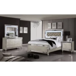 3pc Queen La Mesa Bed Nightstand And Dresser Set Silver - HOMES: Inside + Out