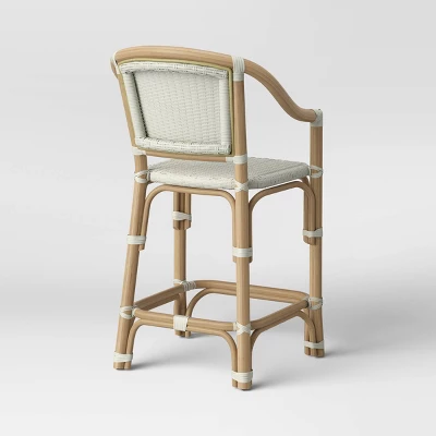 Parksley Rattan And Woven Counter Height Barstool White - Threshold™ 3 Parksley Rattan And Woven Counter Height Barstool White - Threshold™ - Image 3