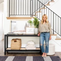 Console Table With Woven Rattan Shelf Black - Threshold™ Designed With Studio McGee 18 Console Table With Woven Rattan Shelf Black - Threshold™ Designed With Studio McGee -Cozy Living Sales Store GUEST 8850858f 6d86 4502 8112 f583beb8eb20