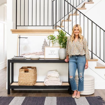 Console Table With Woven Rattan Shelf Black - Threshold™ Designed With Studio McGee 8 Console Table With Woven Rattan Shelf Black - Threshold™ Designed With Studio McGee - Image 8
