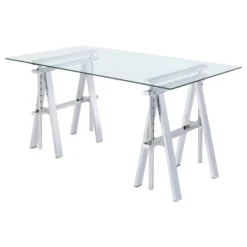 Statham Glass Top Adjustable Sawhorse Standing Desk Chrome - Coaster 9 Statham Glass Top Adjustable Sawhorse Standing Desk Chrome - Coaster -Cozy Living Sales Store GUEST 8f725f4c e81e 4aac bcc9 d29262a38211