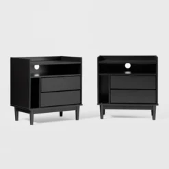2pk Mid-Century Modern Solid Wood 2 Drawer Storage Nightstands - Saracina Home 23 2pk Mid-Century Modern Solid Wood 2 Drawer Storage Nightstands - Saracina Home -Cozy Living Sales Store GUEST 90b51515 663a 4264 a749 f3758d2e0dcf