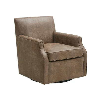 Glaser Faux Leather Swivel Chair Brown - Madison Park 2 Glaser Faux Leather Swivel Chair Brown - Madison Park - Image 2