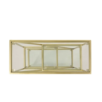 Kokesh Modern Glam Tempered Glass 3 Shelf Asymmetrical Bookcase Gold - Christopher Knight Home 3 Kokesh Modern Glam Tempered Glass 3 Shelf Asymmetrical Bookcase Gold - Christopher Knight Home - Image 3