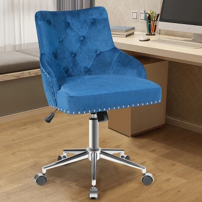 Tangkula Velvet Desk Chair Upholstered 360°Swivel Height Adjustable Rolling Office Chair For Office Bedroom Living Room 1 Tangkula Velvet Desk Chair Upholstered 360°Swivel Height Adjustable Rolling Office Chair For Office Bedroom Living Room
