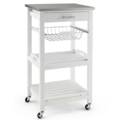 Costway Compact Kitchen Island Cart Rolling Service Trolley With Stainless Steel Top Basket 17 Costway Compact Kitchen Island Cart Rolling Service Trolley With Stainless Steel Top Basket -Cozy Living Sales Store GUEST 947788ec 927f 4097 bffa cbd674ec7025