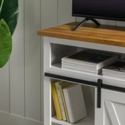 Transitional Sliding Barndoor Highboy TV Stand For TVs Up To 58" - Saracina Home -Cozy Living Sales Store GUEST 9668399f e5a7 419a a34e f0354846aab9