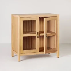 Grooved Wood With Glass 2-Door Cabinet - Natural - Hearth & Hand™ With Magnolia 8 Grooved Wood With Glass 2-Door Cabinet - Natural - Hearth & Hand™ With Magnolia -Cozy Living Sales Store GUEST 9aa7705a c66f 495b 80dd 55470dae1fa8