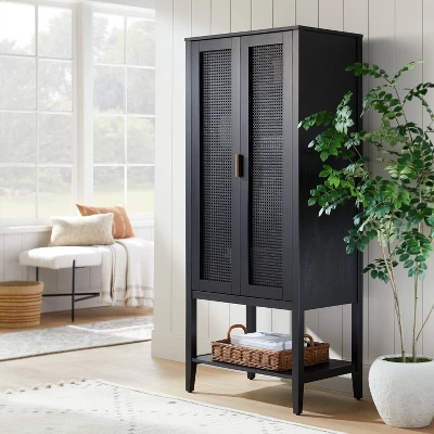 66" East Bluff Woven Cabinet Black - Threshold™ Designed With Studio McGee 1 66" East Bluff Woven Cabinet Black - Threshold™ Designed With Studio McGee