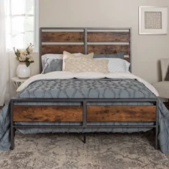 Queen Urban Chic Metal And Wood Plank Bed Brown - Saracina Home -Cozy Living Sales Store GUEST 9ba450b4 e465 46ef 9f8f 881f1960dbc8