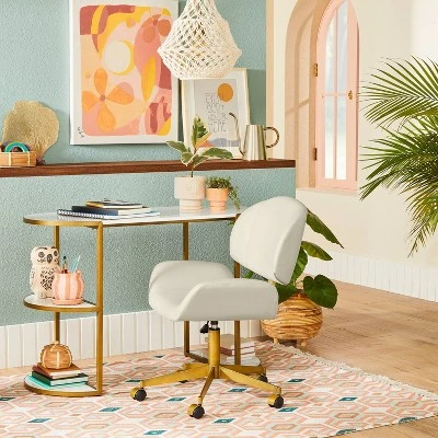 Mahonia Faux Leather Office Chair Cream/Aged Brass - Opalhouse™ Designed With Jungalow™ 1 Mahonia Faux Leather Office Chair Cream/Aged Brass - Opalhouse™ Designed With Jungalow™