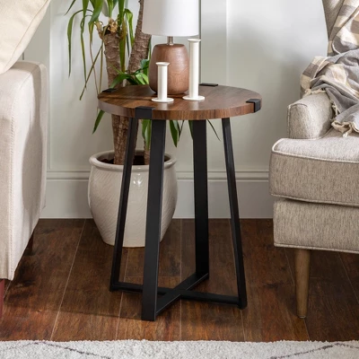 Wrightson Urban Industrial Faux Wrap Leg Round Side Table - Saracina Home 3 Wrightson Urban Industrial Faux Wrap Leg Round Side Table - Saracina Home - Image 3