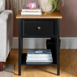 Set Of 2 Farmhouse Single Drawer V Frame Nightstands - Saracina Home