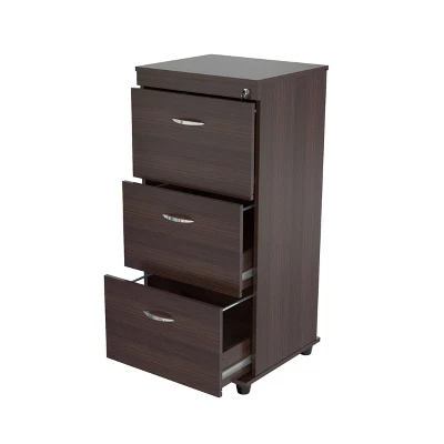 40.16" 3 Drawer Locking File Cabinet Espresso - Inval 7 40.16" 3 Drawer Locking File Cabinet Espresso - Inval - Image 7