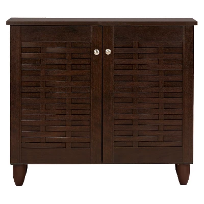 Winda Modern And Contemporary 2-Door Wooden Entryway Shoes Storage Cabinet - Dark Brown - Baxton Studio 1 Winda Modern And Contemporary 2-Door Wooden Entryway Shoes Storage Cabinet - Dark Brown - Baxton Studio
