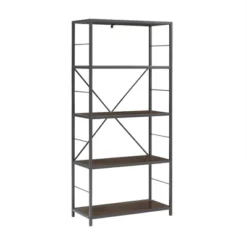 63" 4 Shelf Industrial Transitional Tall Bookshelf - Saracina Home -Cozy Living Sales Store GUEST ab82027f f17b 4ed3 b4bd 3cb00f9141d7