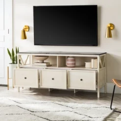 Farmhouse 3 Drawer Wood TV Stand For TVs Up To 65" - Saracina Home 30 Farmhouse 3 Drawer Wood TV Stand For TVs Up To 65" - Saracina Home -Cozy Living Sales Store GUEST acf328b1 4981 4fb4 9c99 669678336b76