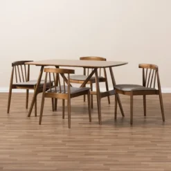 5pc Wyatt Midcentury Modern Walnut Wood Dining Set Beige/Brown - Baxton Studio 13 5pc Wyatt Midcentury Modern Walnut Wood Dining Set Beige/Brown - Baxton Studio -Cozy Living Sales Store GUEST adf01d72 7b21 4e6e b9f0 ad931c174fe4