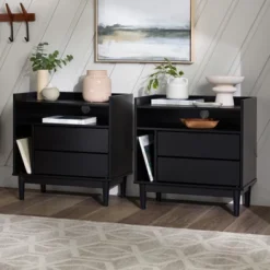 2pk Mid-Century Modern Solid Wood 2 Drawer Storage Nightstands - Saracina Home 17 2pk Mid-Century Modern Solid Wood 2 Drawer Storage Nightstands - Saracina Home -Cozy Living Sales Store GUEST b2a3ee44 4d81 41a2 a7a3 37c02e20e839