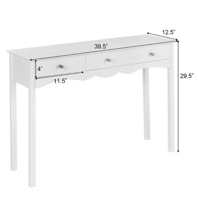 Costway Console Table Hall Table Side Table Desk Accent Table 3 Drawers Entryway White 6 Costway Console Table Hall Table Side Table Desk Accent Table 3 Drawers Entryway White - Image 6