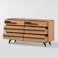 Modern 6 Drawer Double Dresser With Long Handles - Saracina Home -Cozy Living Sales Store GUEST b6ce59e4 476b 4467 9bca 2337d3686600