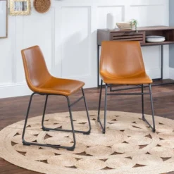 Featured Products 11 Set Of 2 Laslo Modern Upholstered Faux Leather Dining Chairs - Saracina Home