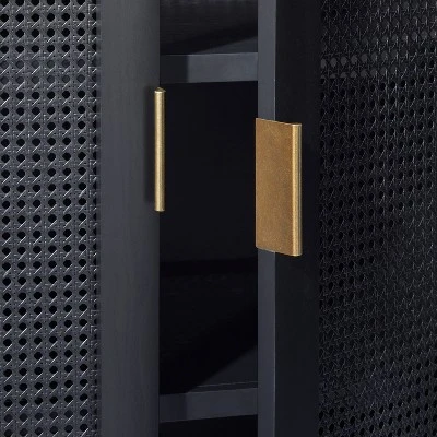 66" East Bluff Woven Cabinet Black - Threshold™ Designed With Studio McGee 3 66" East Bluff Woven Cabinet Black - Threshold™ Designed With Studio McGee - Image 3