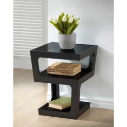 Clara Modern End Table With 3 Tieglass Shelves Black - Baxton Studio 5 Clara Modern End Table With 3 Tieglass Shelves Black - Baxton Studio -Cozy Living Sales Store GUEST c4bf1ebc ed46 455a 84c1 69ad1ed6b5c5