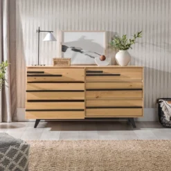 Modern 6 Drawer Double Dresser With Long Handles - Saracina Home -Cozy Living Sales Store GUEST c8aba4a4 1ca8 4c94 baf3 2404a0c20fb2