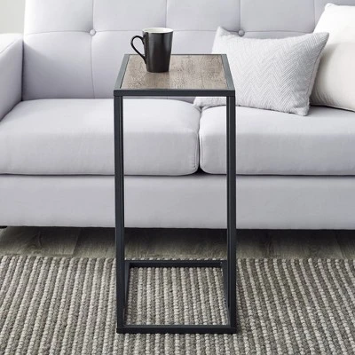 23" Modern Rectangle Two-Tone C Side Table With Metal Base - Saracina Home 3 23" Modern Rectangle Two-Tone C Side Table With Metal Base - Saracina Home - Image 3