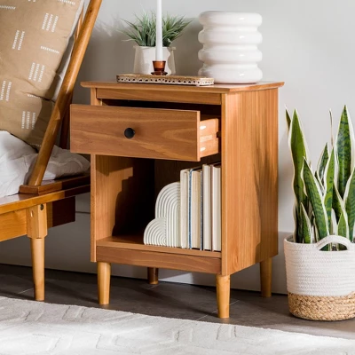 Stiva Classic Mid-Century Modern 1 Drawer Nightstand - Saracina Home 1 Stiva Classic Mid-Century Modern 1 Drawer Nightstand - Saracina Home