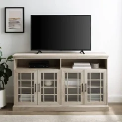 Transitional 4 Door Windowpane TV Stand For TVs Up To 65" - Saracina Home 22 Transitional 4 Door Windowpane TV Stand For TVs Up To 65" - Saracina Home -Cozy Living Sales Store GUEST d2ba6ce0 bb17 4980 afe4 853846198d6e