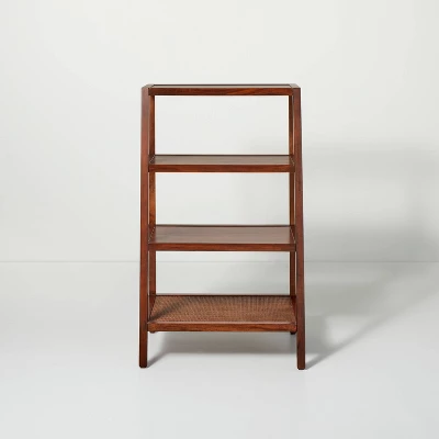 40" 4-Shelf Wood & Cane Transitional Ladder Bookshelf - Brown - Hearth & Hand™ With Magnolia 2 40" 4-Shelf Wood & Cane Transitional Ladder Bookshelf - Brown - Hearth & Hand™ With Magnolia - Image 2