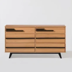 Modern 6 Drawer Double Dresser With Long Handles - Saracina Home -Cozy Living Sales Store GUEST d4240551 ee83 45e1 8740 746170bdb79c
