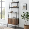 72" Open Shelf And Closed Storage Cabinet Ladder Bookcase - Saracina Home
