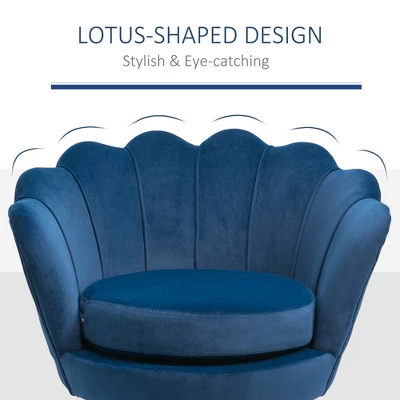 HomCom Elegant Velvet Upholstered Accent Leisure Club Chair With Gold Metal Legs 8 HomCom Elegant Velvet Upholstered Accent Leisure Club Chair With Gold Metal Legs - Image 8