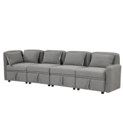 122.8" Minimalist Convertible Modular Sofa, Upholstered Sectional Sofa Couch With 5 Pillows-ModernLuxe 19 122.8" Minimalist Convertible Modular Sofa, Upholstered Sectional Sofa Couch With 5 Pillows-ModernLuxe -Cozy Living Sales Store GUEST db8c769f 873d 402b bea5 b7a0feead322
