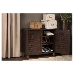 Winda Modern And Contemporary 2-Door Wooden Entryway Shoes Storage Cabinet - Dark Brown - Baxton Studio 9 Winda Modern And Contemporary 2-Door Wooden Entryway Shoes Storage Cabinet - Dark Brown - Baxton Studio -Cozy Living Sales Store GUEST e26145c0 ba65 4828 93ea 97942d9e7fd0