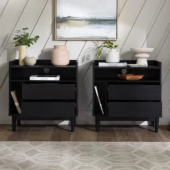 2pk Mid-Century Modern Solid Wood 2 Drawer Storage Nightstands - Saracina Home 20 2pk Mid-Century Modern Solid Wood 2 Drawer Storage Nightstands - Saracina Home -Cozy Living Sales Store GUEST eab150fb 3256 4b31 ace2 846b2c2f72b4