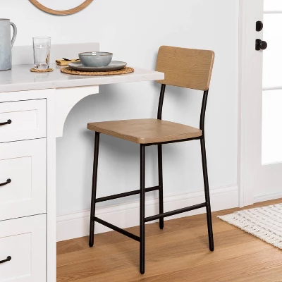 Wood & Steel Counter Stool -Natural/Black - Hearth & Hand™ With Magnolia 1 Wood & Steel Counter Stool -Natural/Black - Hearth & Hand™ With Magnolia