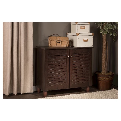 Winda Modern And Contemporary 2-Door Wooden Entryway Shoes Storage Cabinet - Dark Brown - Baxton Studio 4 Winda Modern And Contemporary 2-Door Wooden Entryway Shoes Storage Cabinet - Dark Brown - Baxton Studio - Image 4