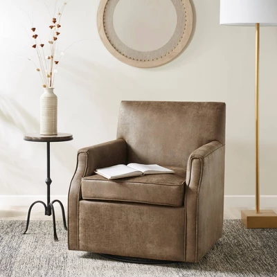Glaser Faux Leather Swivel Chair Brown - Madison Park 1 Glaser Faux Leather Swivel Chair Brown - Madison Park