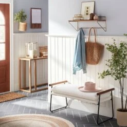 Featured Products 15 Cushioned Metal & Wood Bench - Cream/Black - Hearth & Hand™ With Magnolia