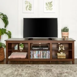Transitional 6 Cubby Wood Open Storage Wood TV Stand For TVs Up To 80"- Saracina Home 26 Transitional 6 Cubby Wood Open Storage Wood TV Stand For TVs Up To 80"- Saracina Home -Cozy Living Sales Store GUEST f89b070d c04c 4de6 a143 2ba0bc1fd9f0