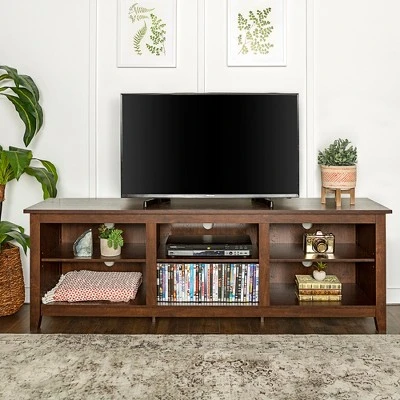 Transitional 6 Cubby Wood Open Storage Wood TV Stand For TVs Up To 80"- Saracina Home 13 Transitional 6 Cubby Wood Open Storage Wood TV Stand For TVs Up To 80"- Saracina Home - Image 13